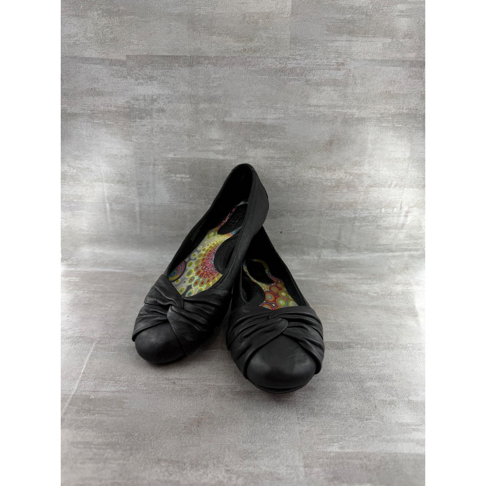 Born Julianne Black Leather Knotted Ballet Flats W32114 Women Sz 8.5 M